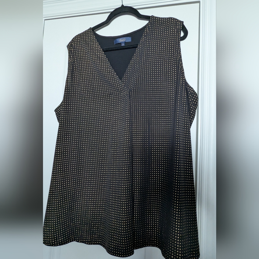 Rachel Roy Studded Gold And Black Sleeveless V-Neck Shell